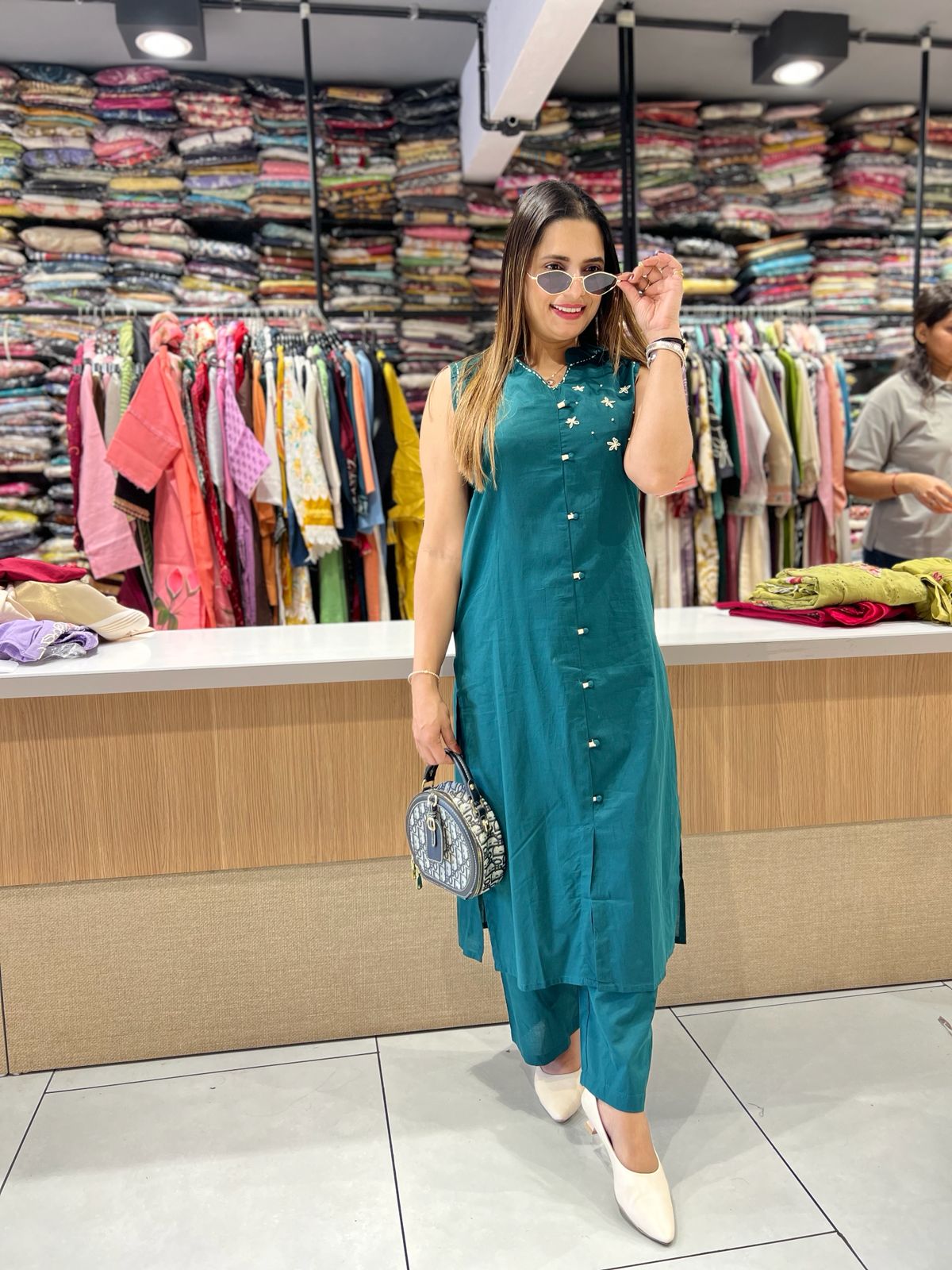 Pure Cotton Peacock Green 2pc Set