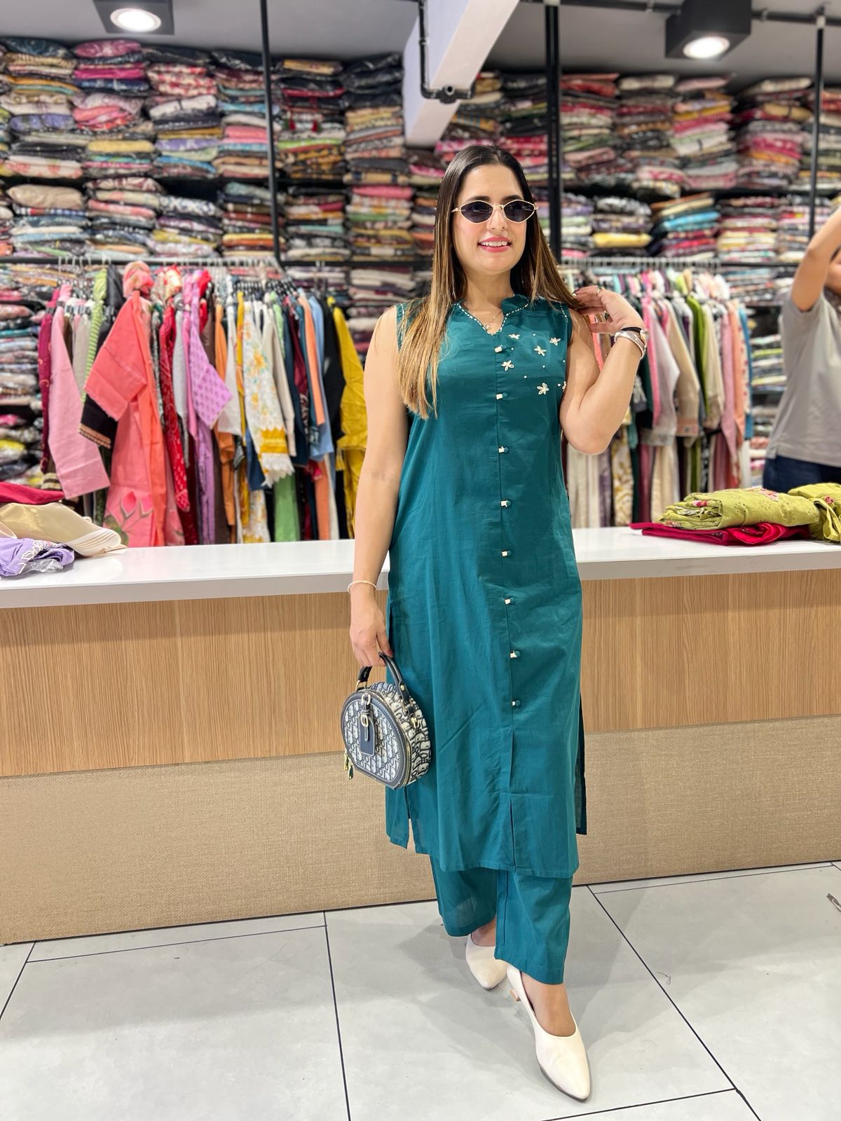 Pure Cotton Peacock Green 2pc Set