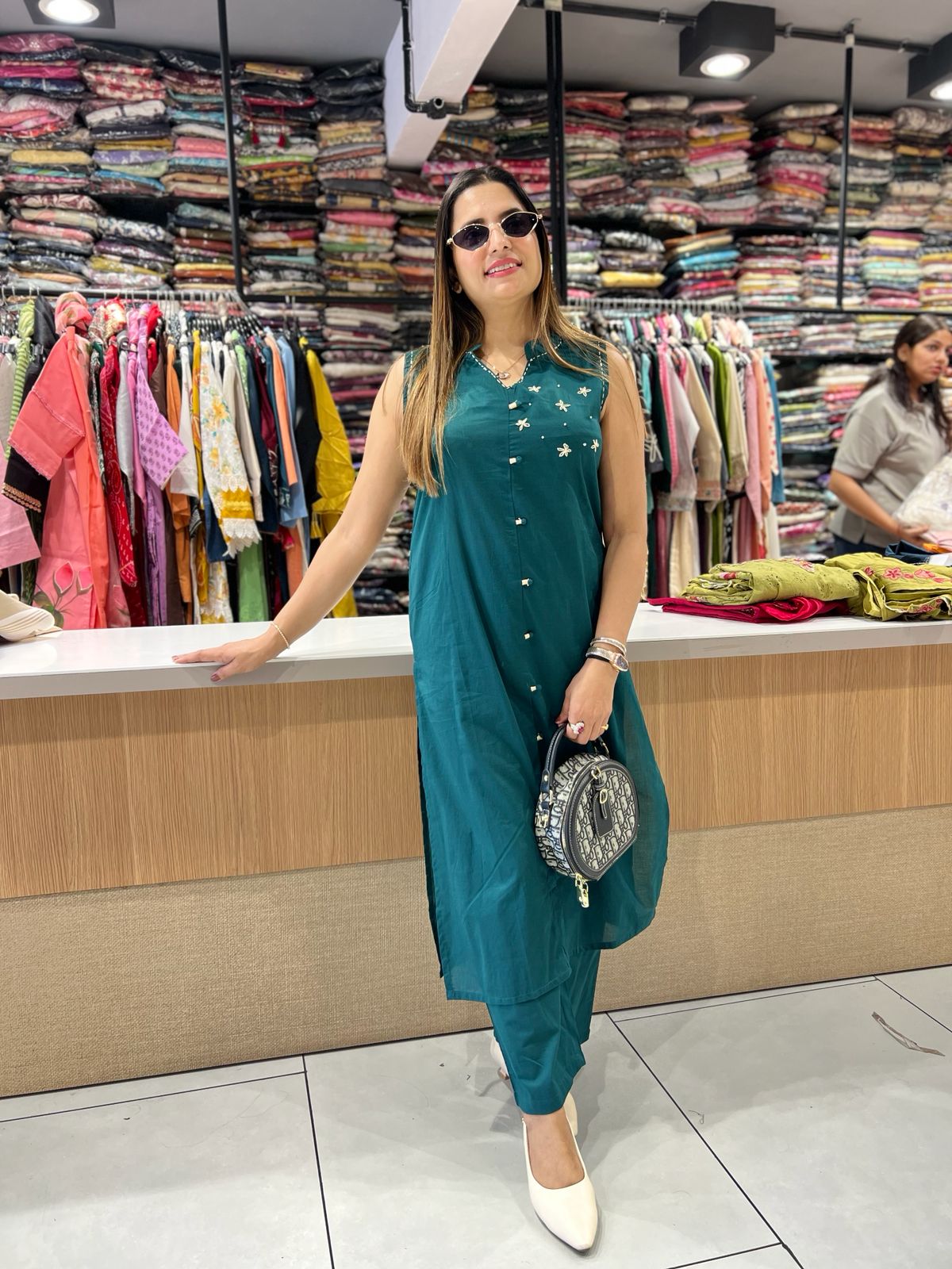 Pure Cotton Peacock Green 2pc Set