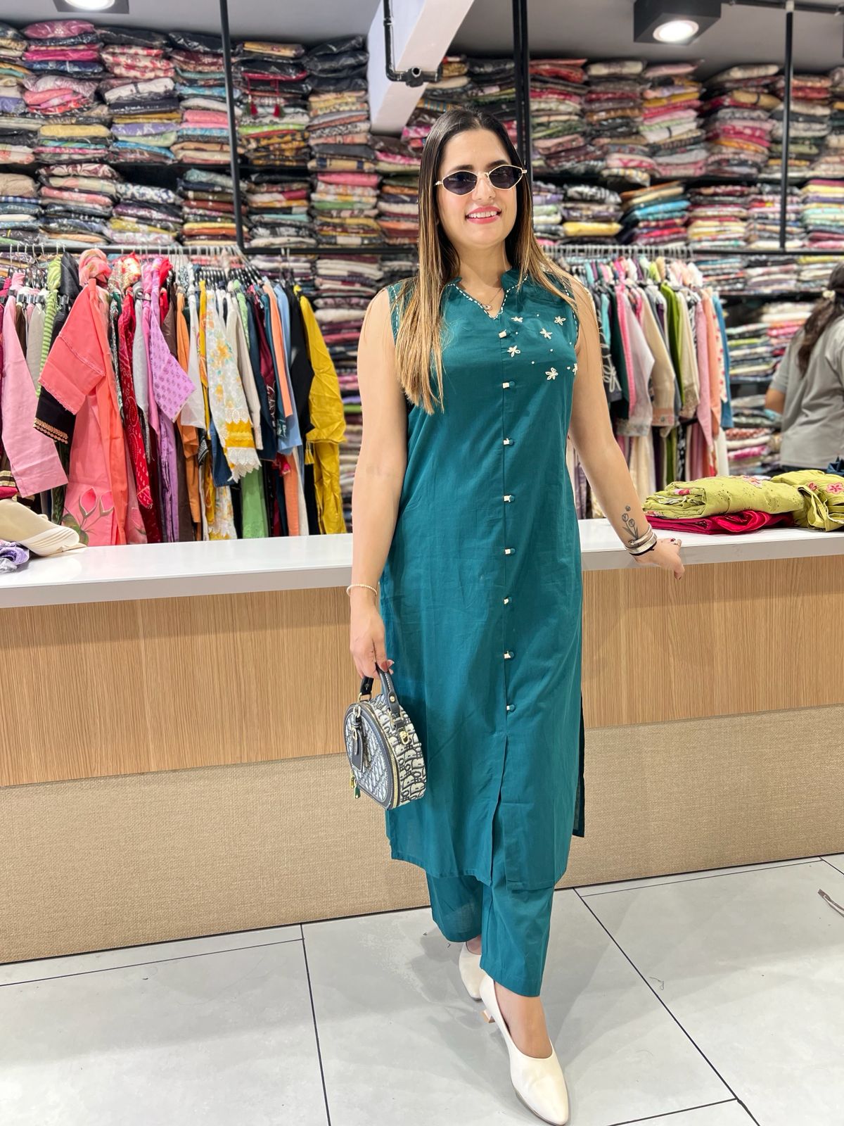 Pure Cotton Peacock Green 2pc Set