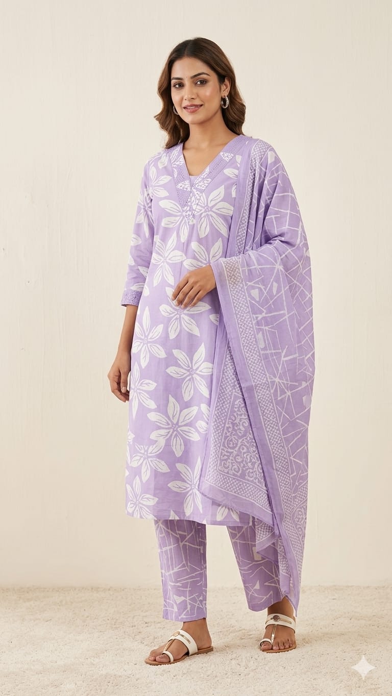 Pure Cotton Lylac Purple 3pc Set
