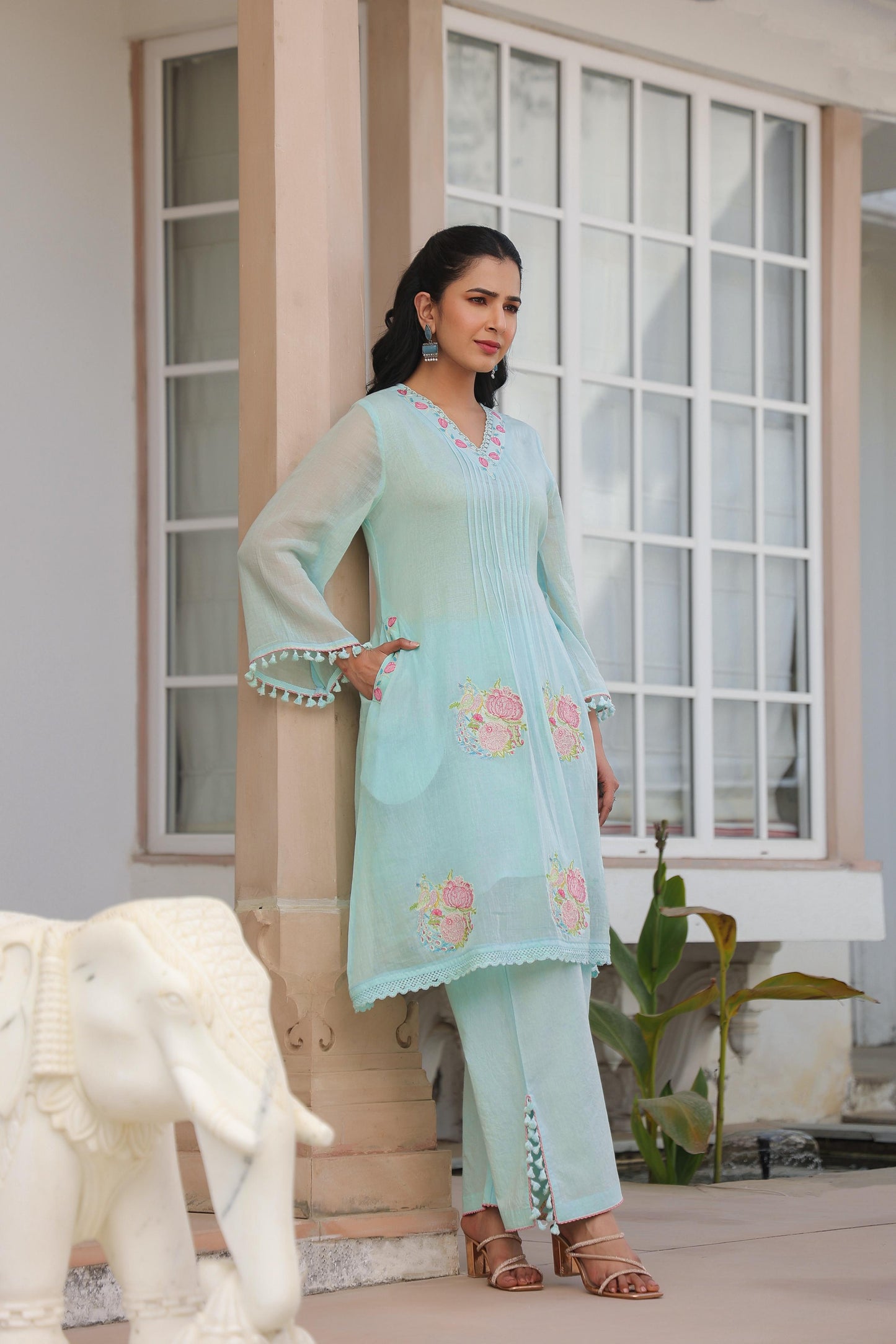 Pure Mull Cotton Pastle Sea Green 2pc Set