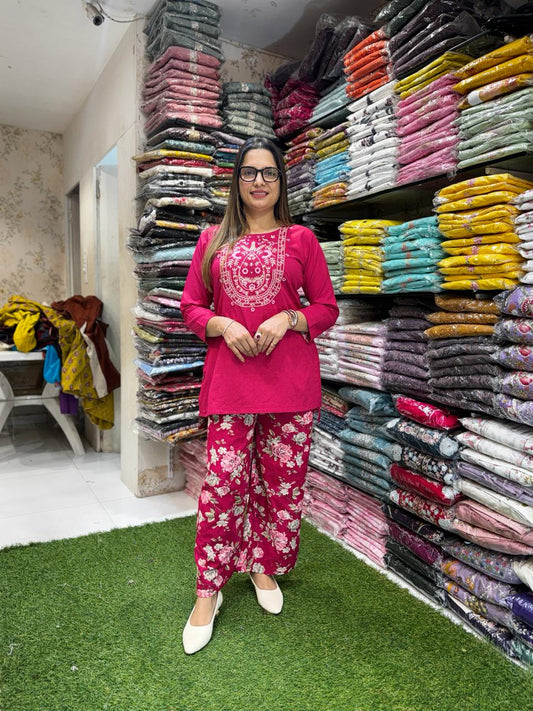 Pure Flex Cotton Rani Pink 2pc Set