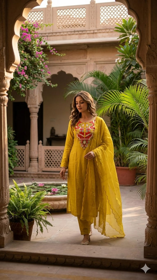 Pure Dola Silk Yellow 3pc Set