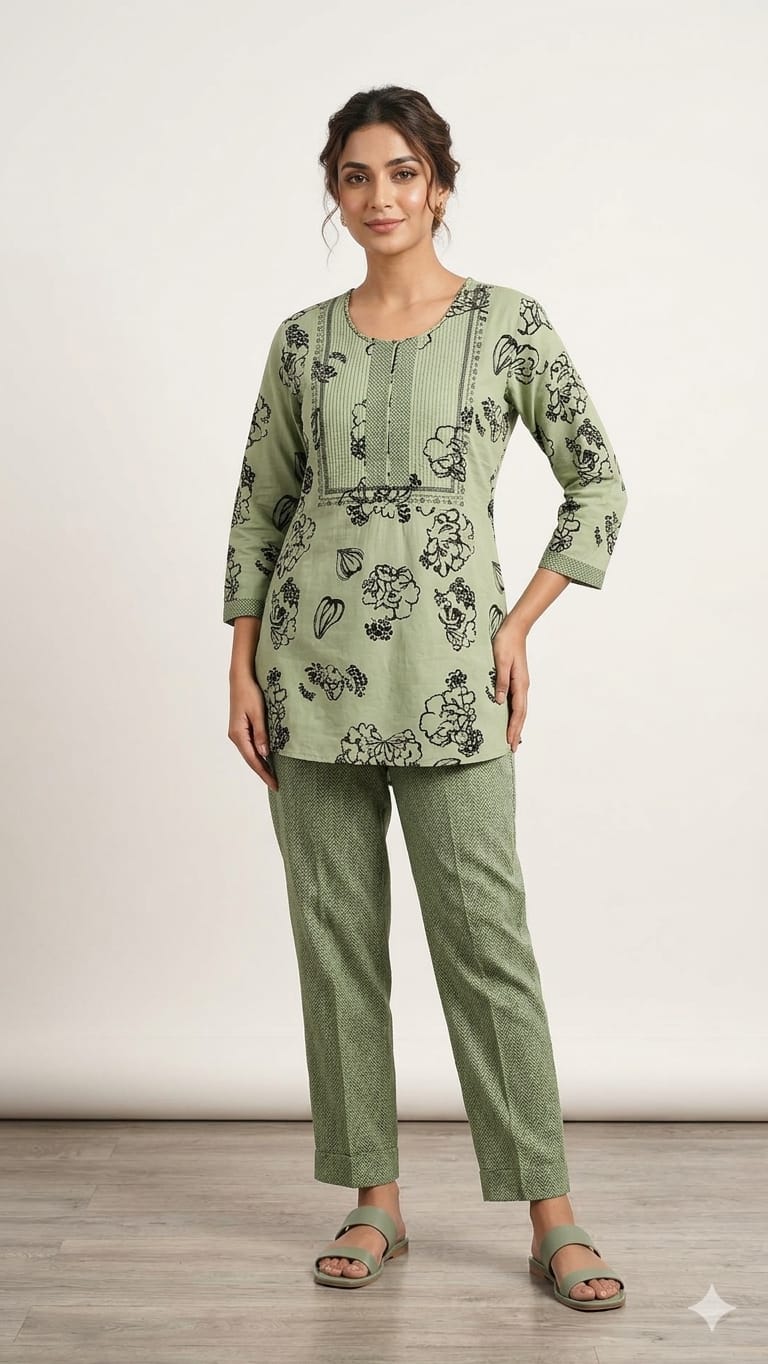 Pure Cotton Pista Green 2pc Set