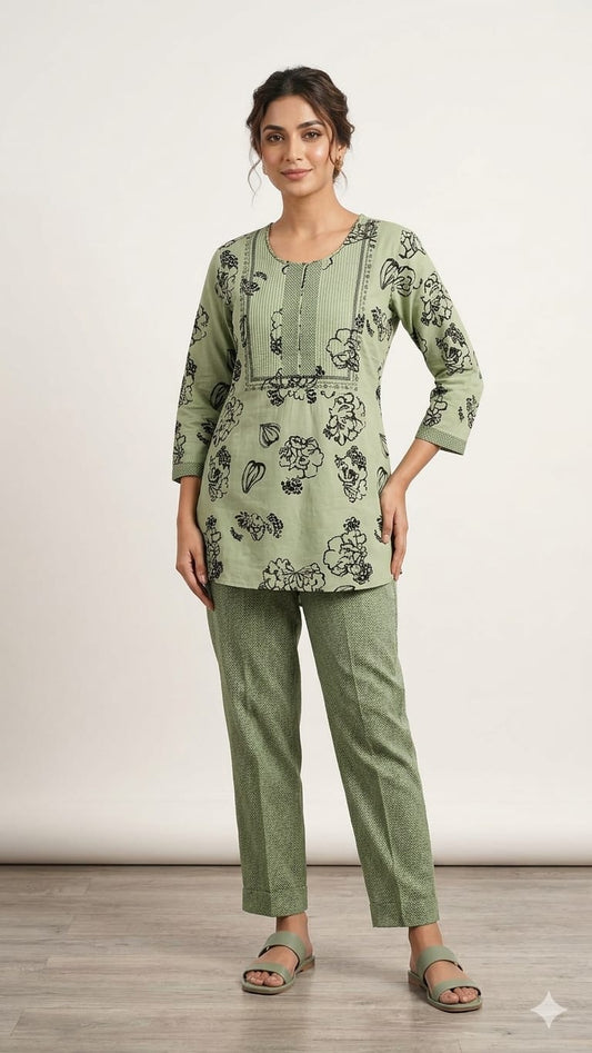 Pure Cotton Pista Green 2pc Set