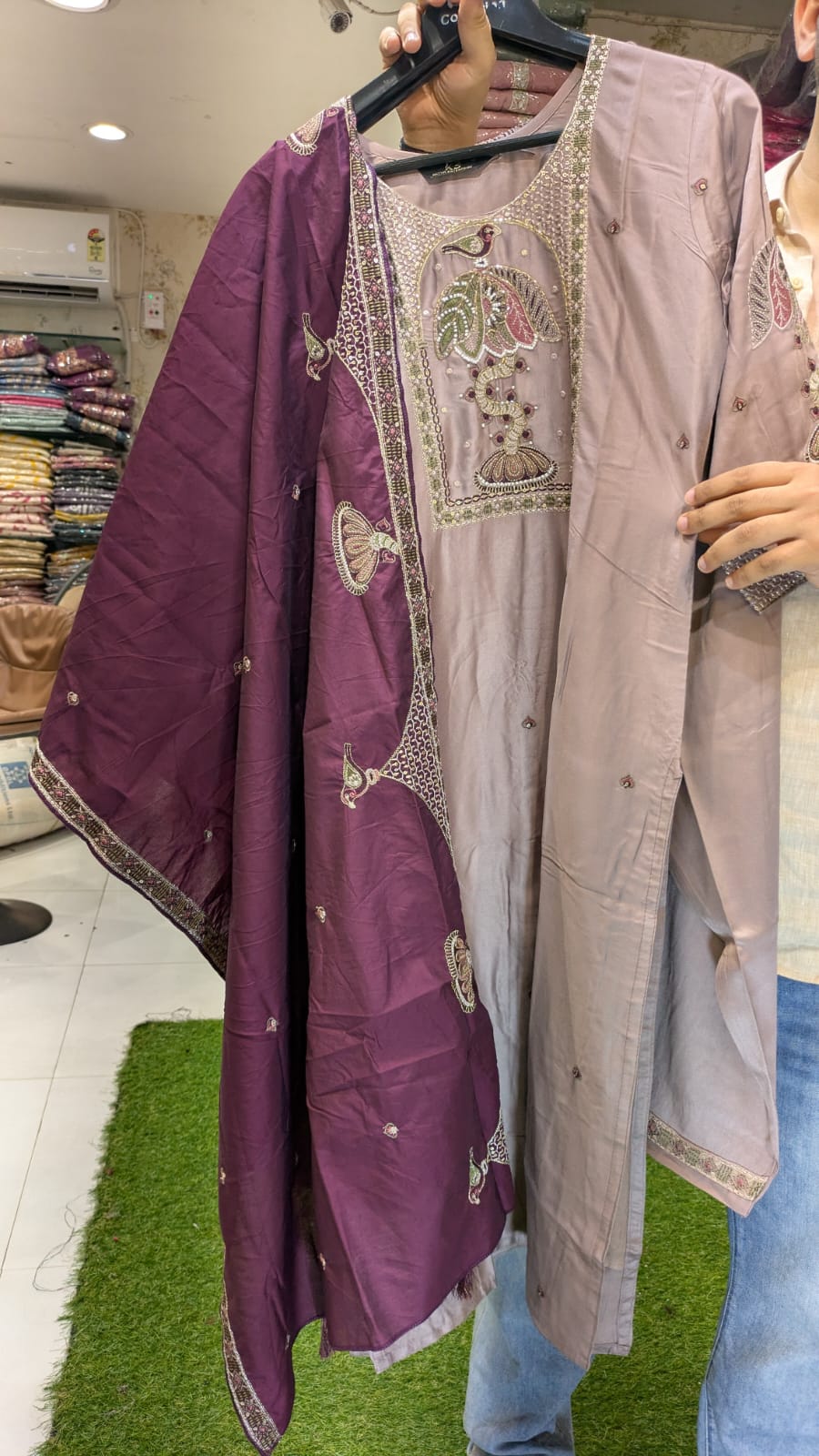 Pure Gaji Silk Lavender 3pc Set