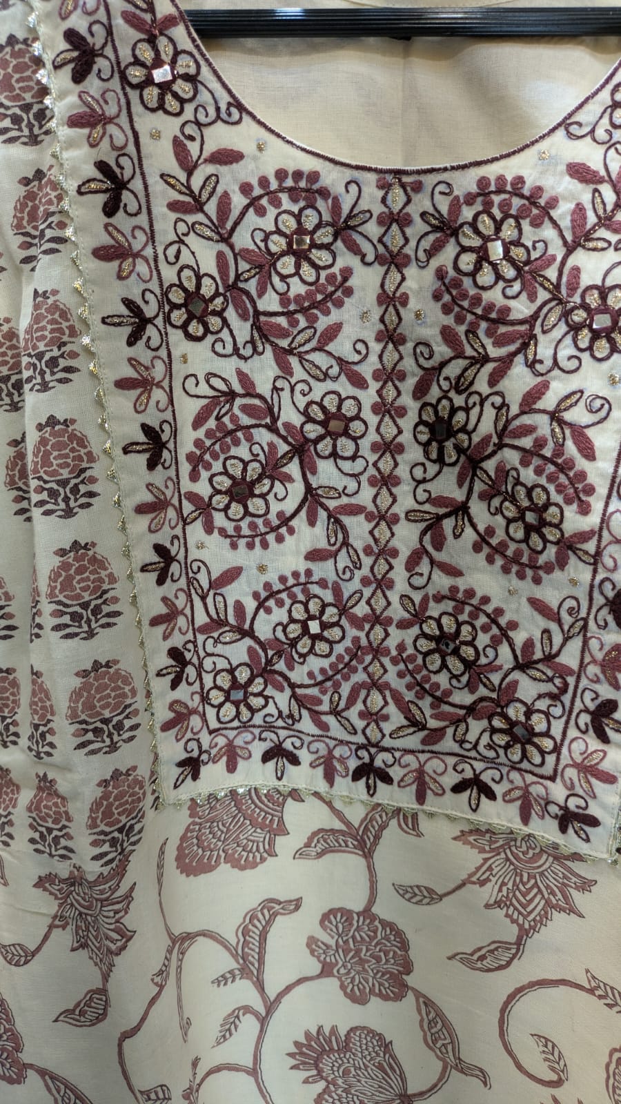 Pure Linen Cotton Off White And Brown 3pc Set
