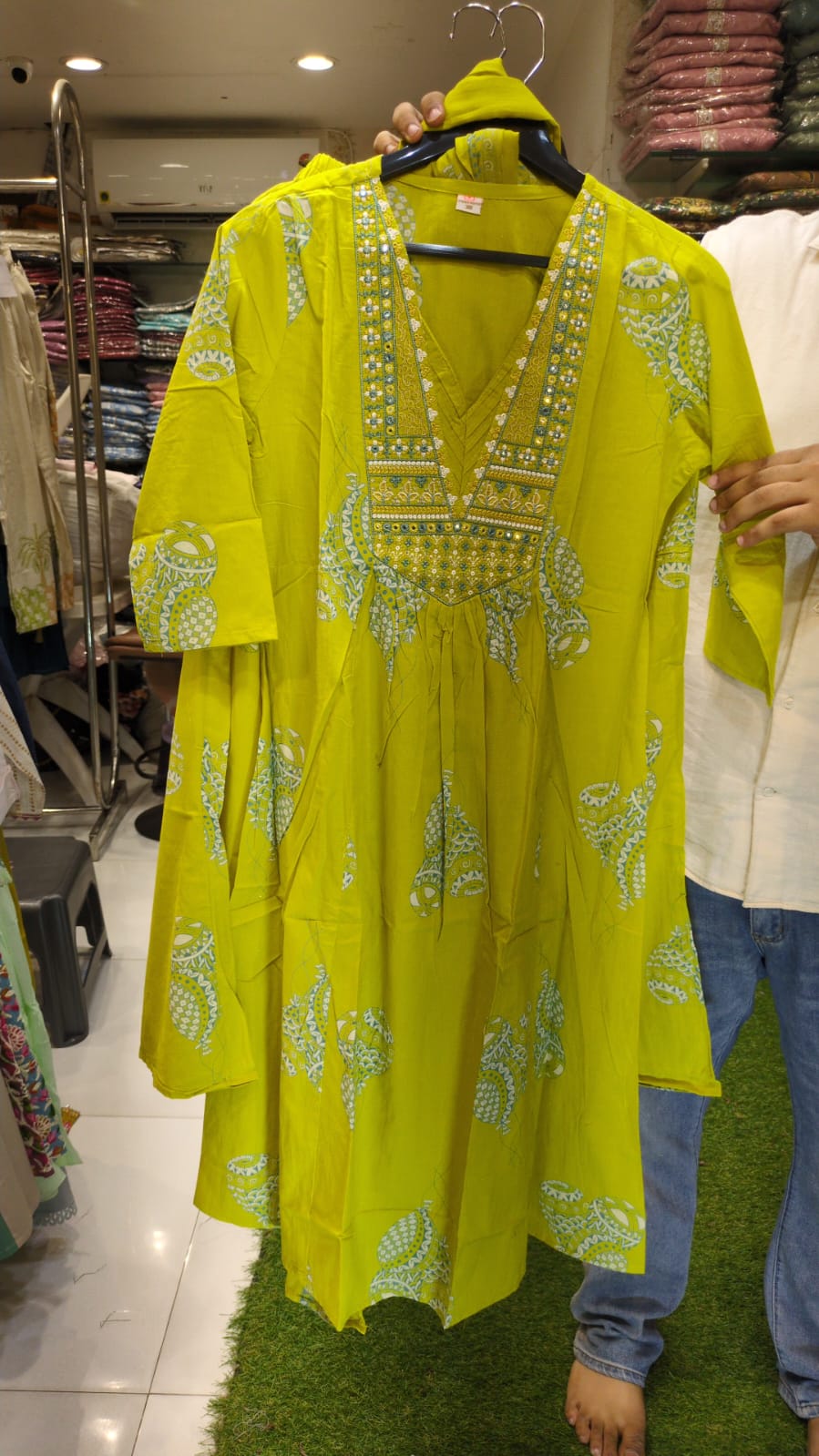 Pure Cotton Mustard Green 3pc Set