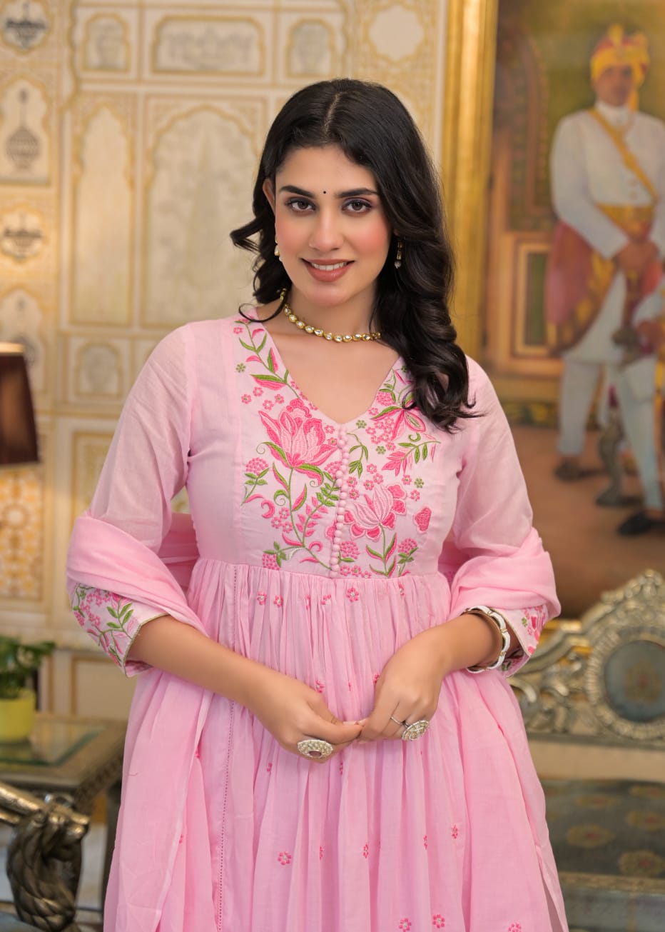 Pure Mull Cotton Pink 3pc Set
