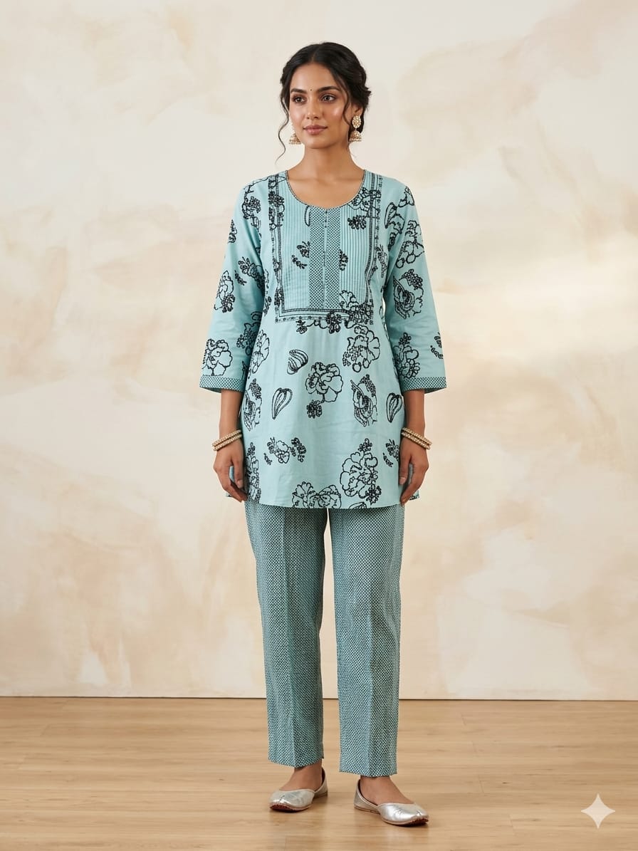 Pure Cotton Sea Green 2pc Set