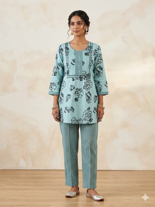 Pure Cotton Sea Green 2pc Set