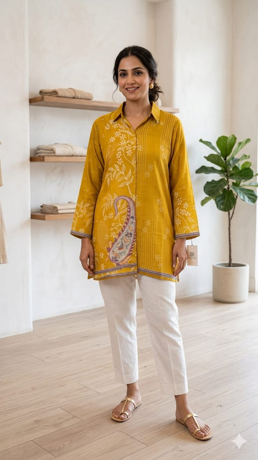 Pure Crep Mustard Yellow Shirt