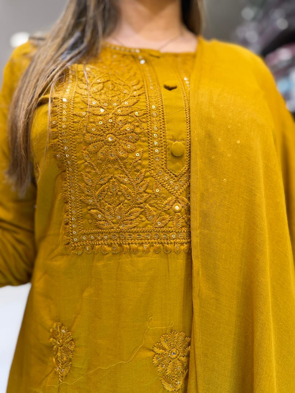 Pure Cotton Mustard Yellow 3pc Set