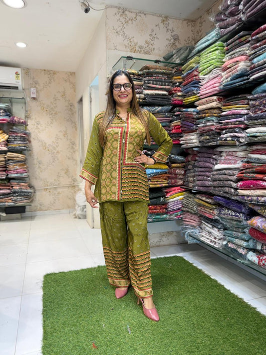 Pure Crep Mahendi Green 2pc Set