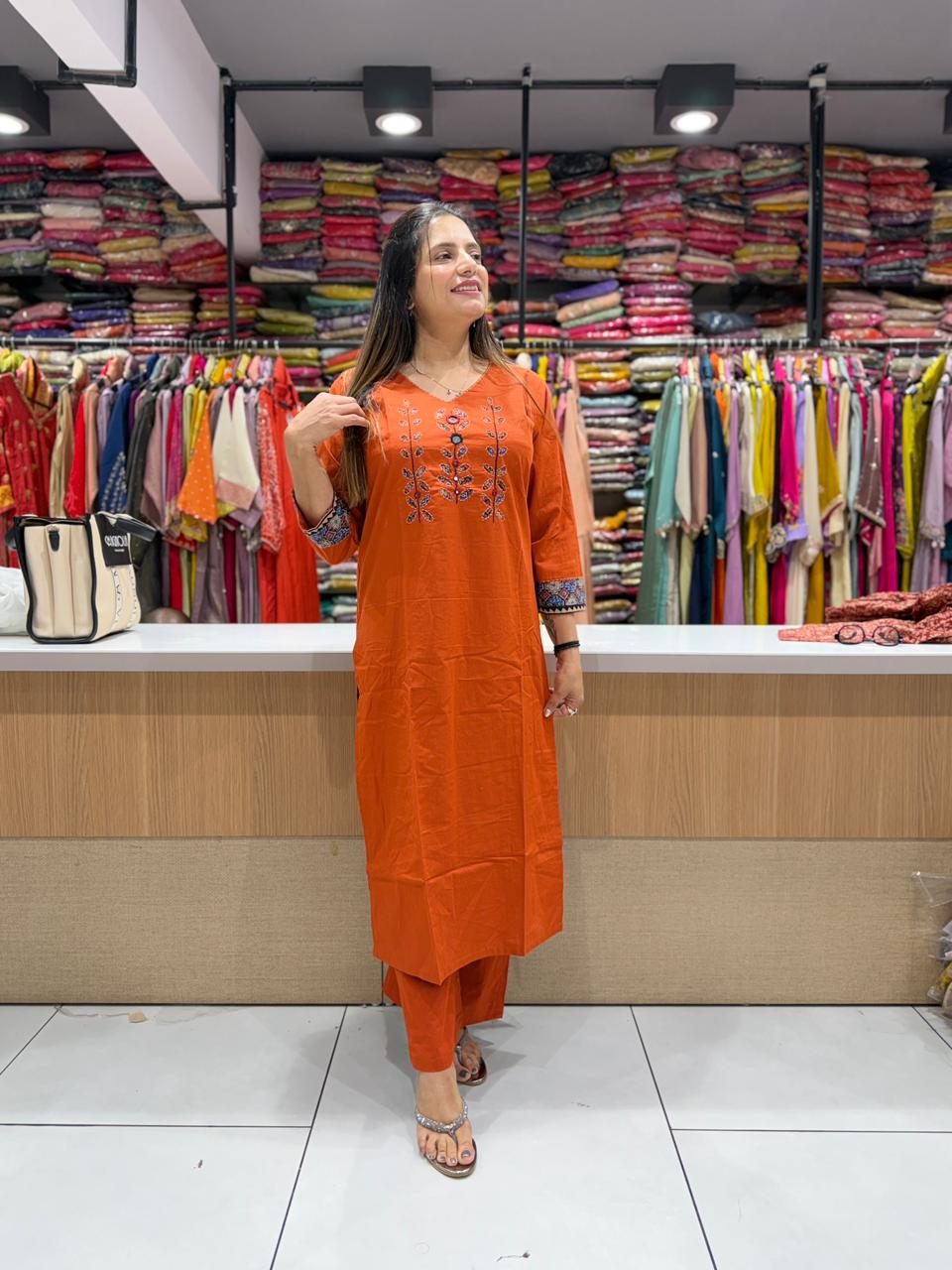 Pure Slub Cotton Orange 2pc Set