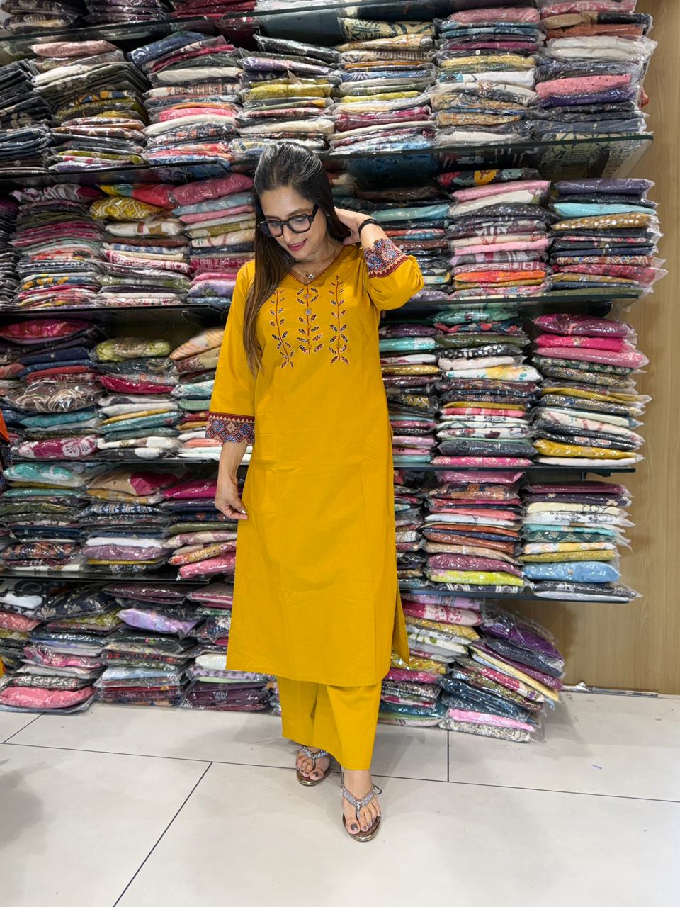 Pure Slub Cotton Mustard Yellow 2pc Set