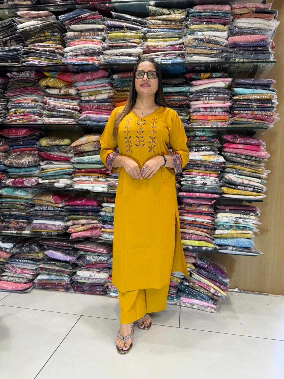 Pure Slub Cotton Mustard Yellow 2pc Set