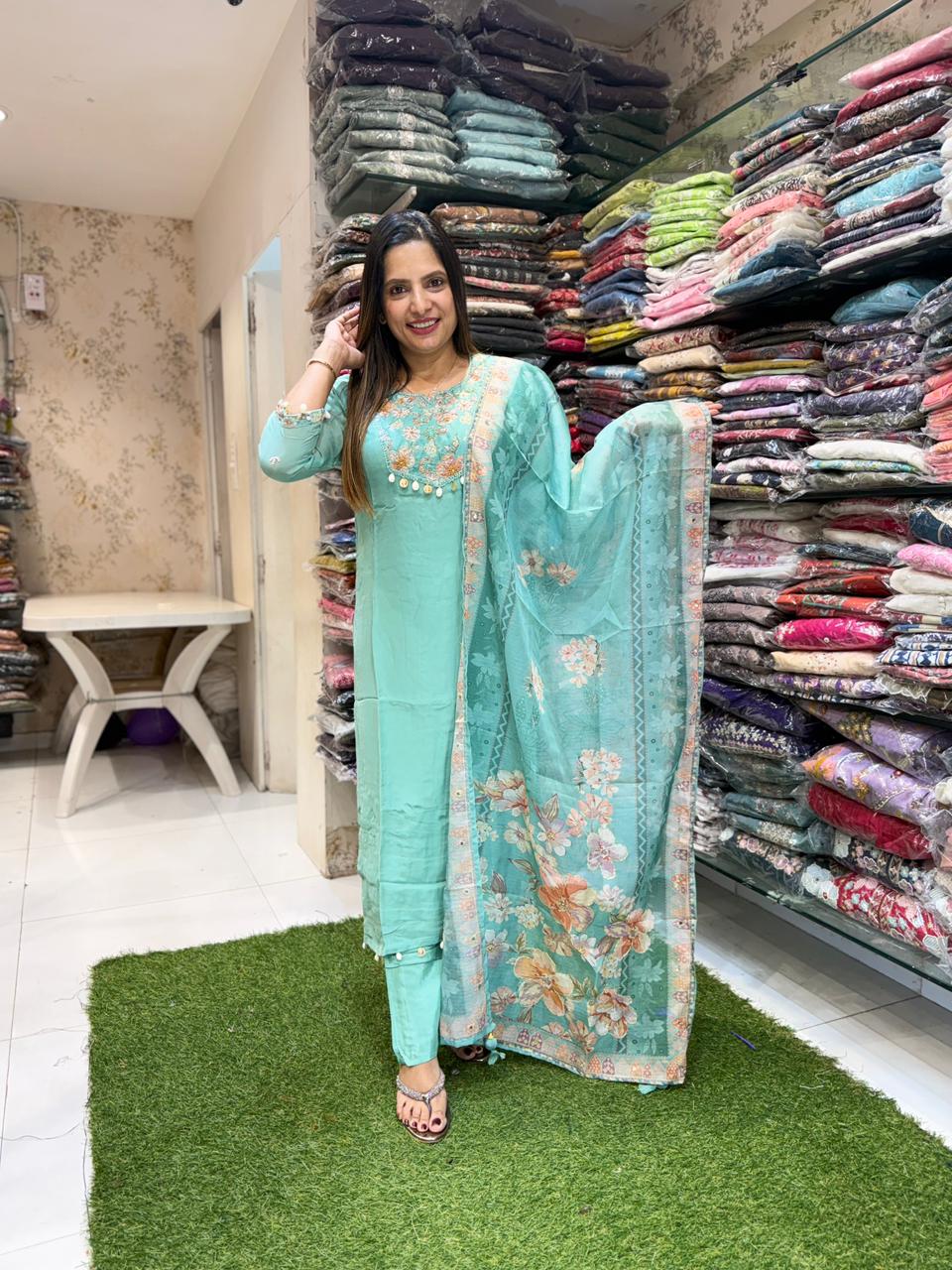 Pure HO Silk Aqua Green 3pc Set