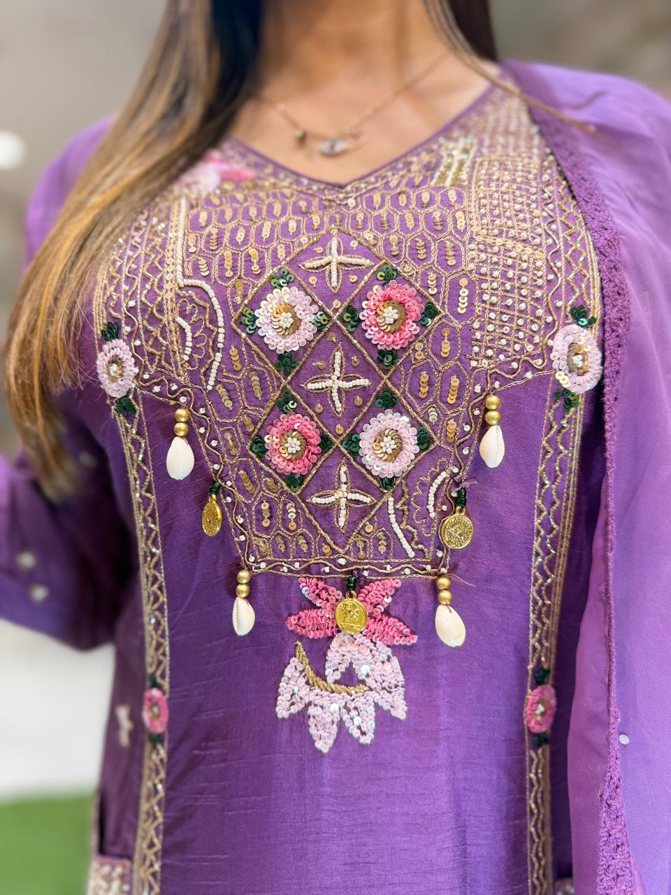 Pure Dola Silk Purple 3pc Set