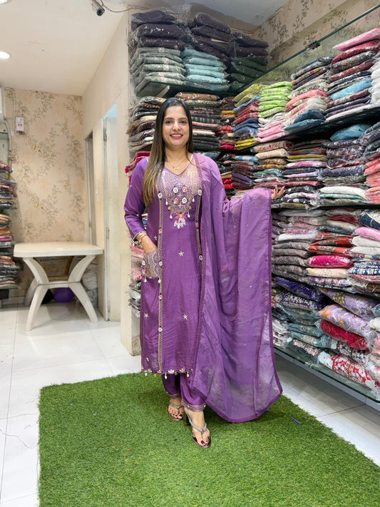 Pure Dola Silk Purple 3pc Set