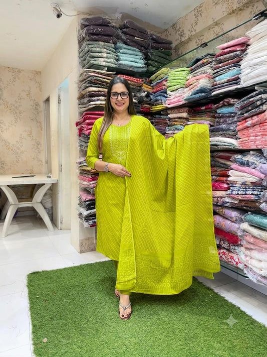 Pure Cotton Chatni Green 3pc Set
