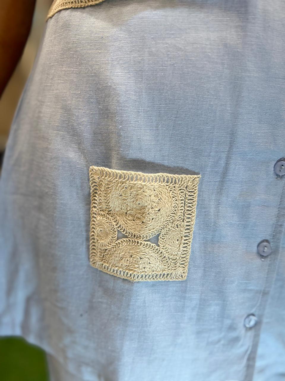 Pure Linen Cotton Blue 2pc Set