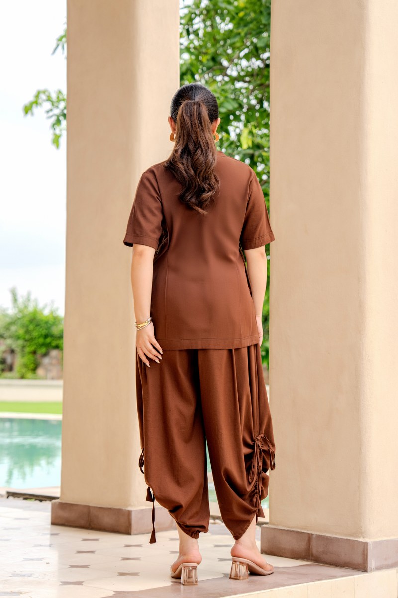 Pure Flex Cotton Brown Harem Style 2pc Set