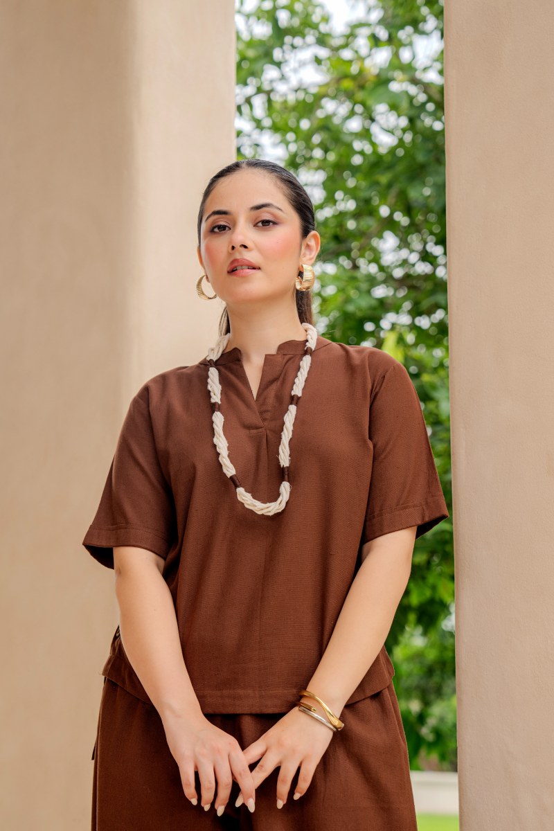 Pure Flex Cotton Brown Harem Style 2pc Set