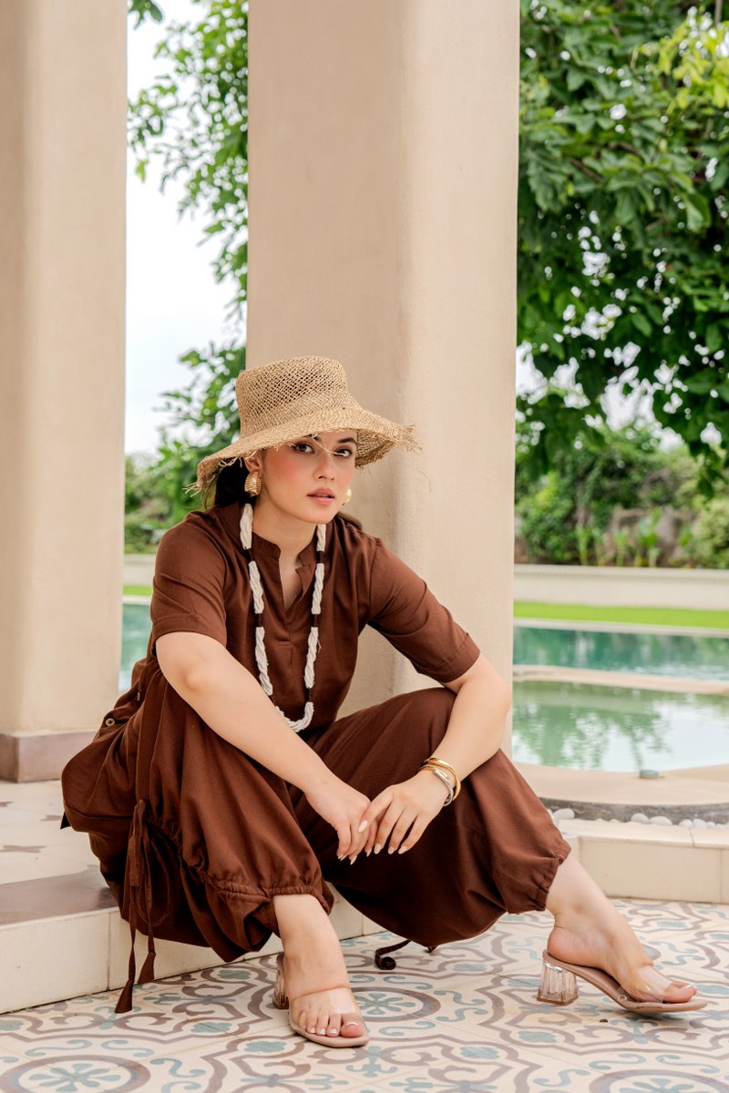 Pure Flex Cotton Brown Harem Style 2pc Set