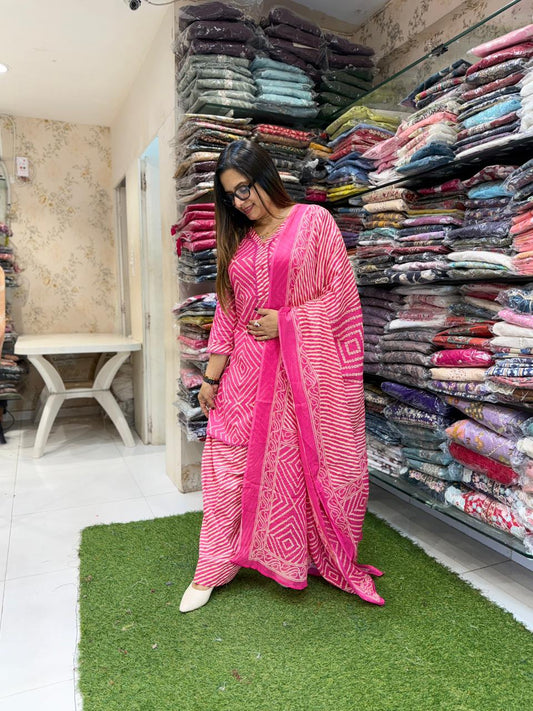 Pure Cotton Pink Farsi Salwar 3pc Set