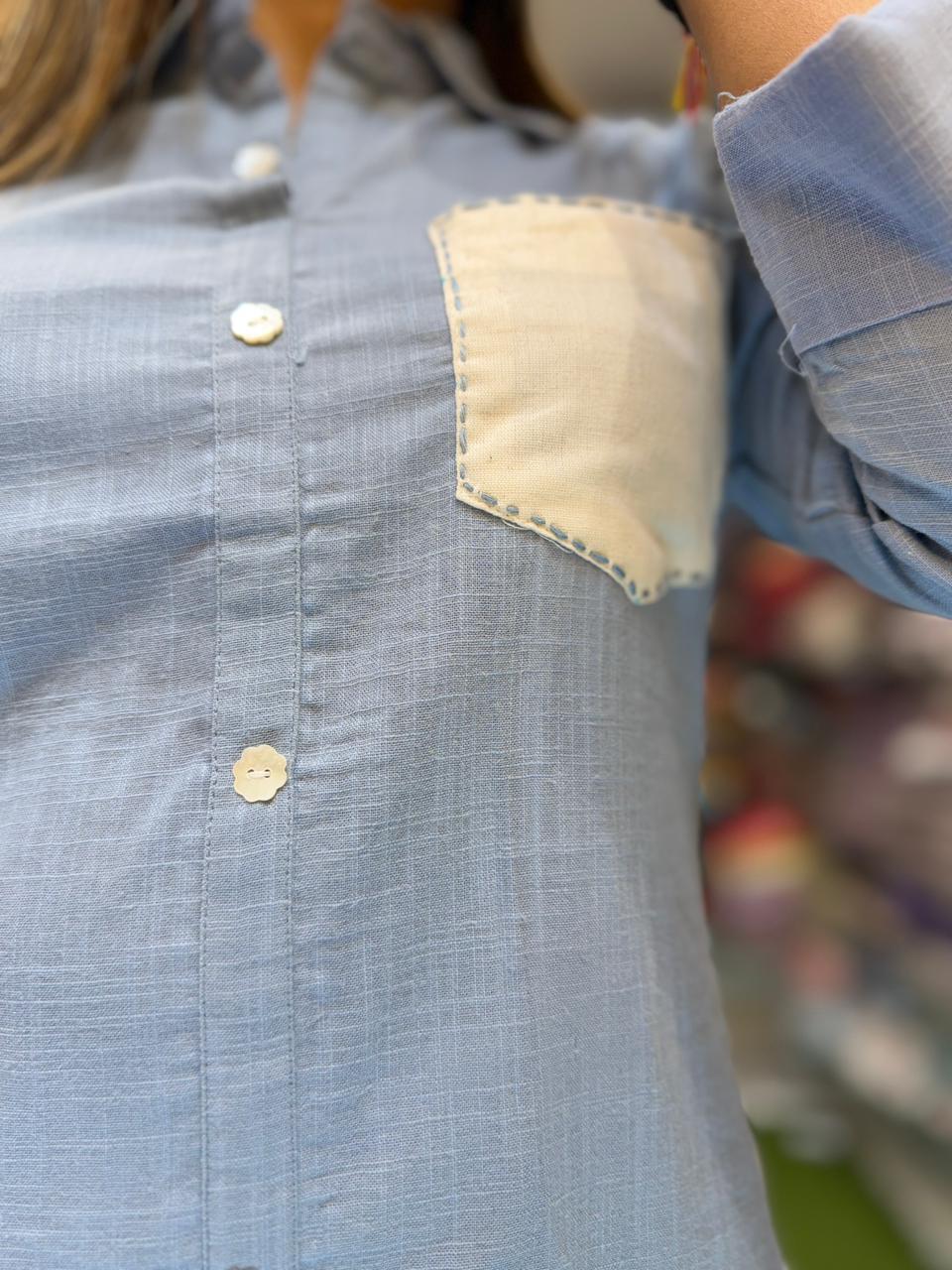 Pure Linen Cotton Blue 2pc Set