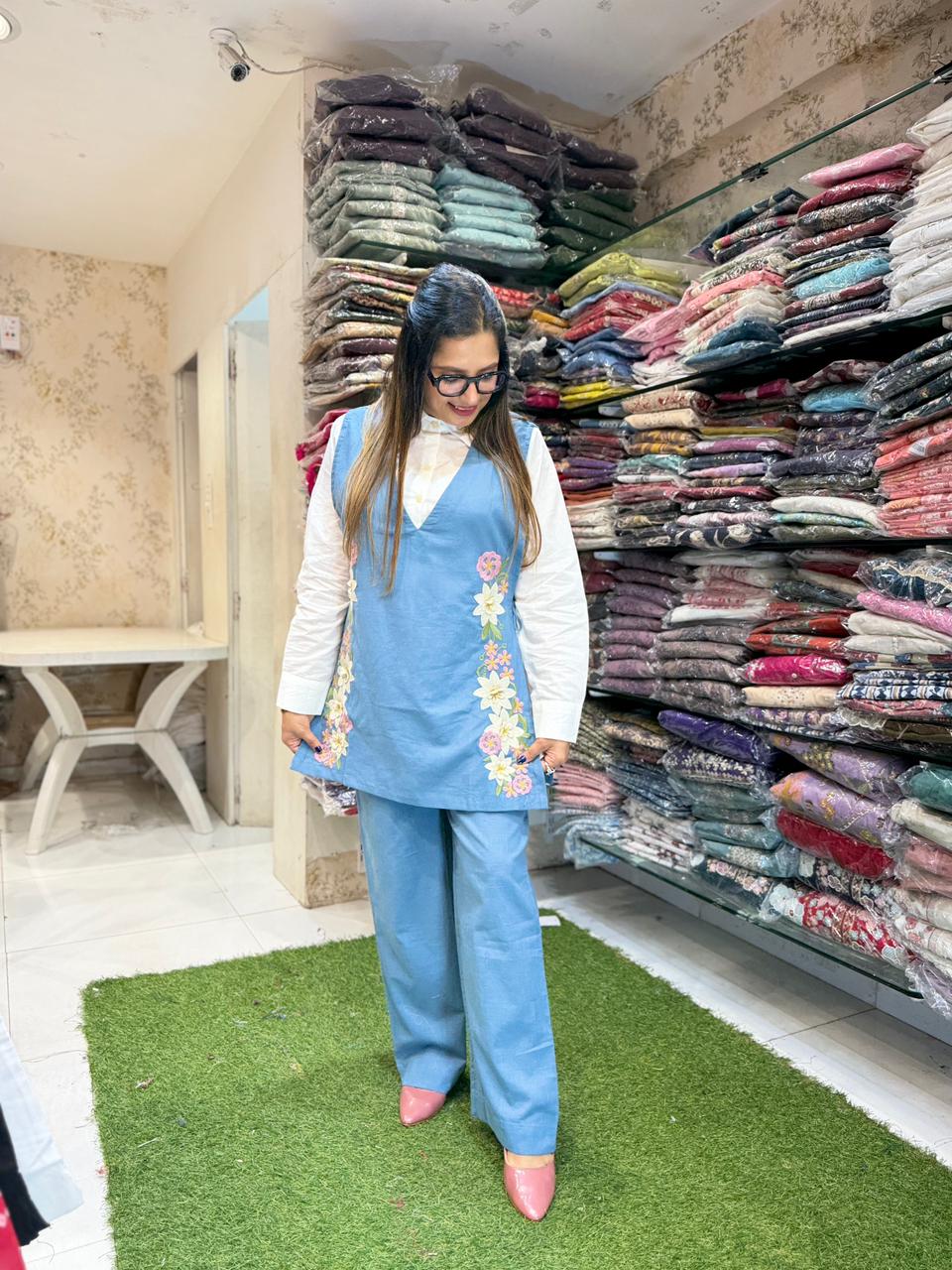 Pure Linen Blue 3pc Set