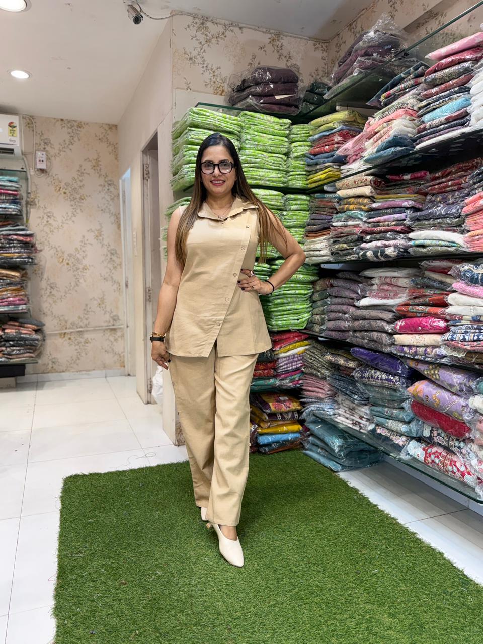 Pure Linen Cotton Beige 2pc Set