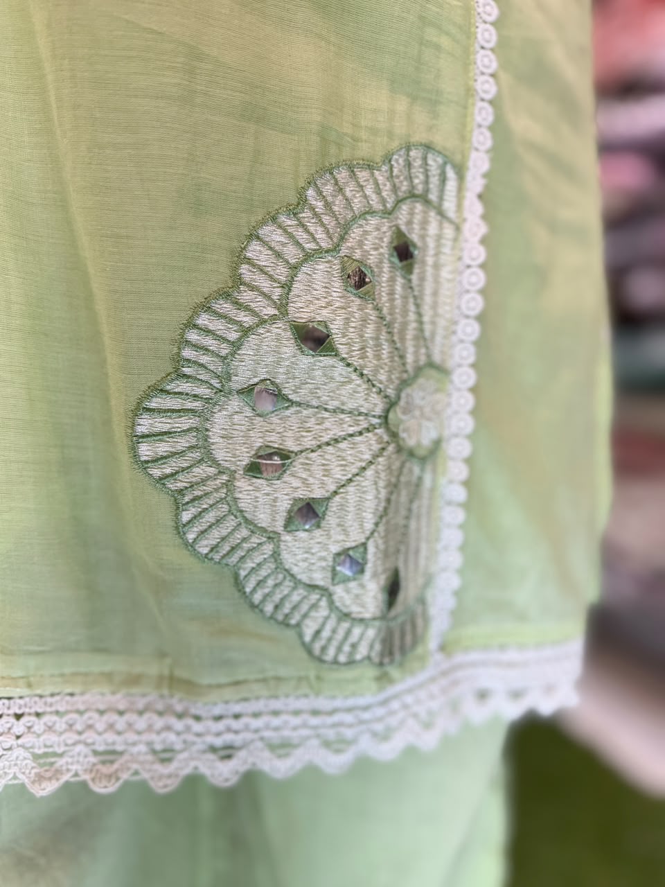 Pure Mull Cotton Pista Green 2pc Set