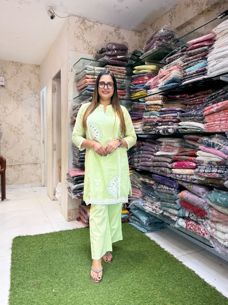 Pure Mull Cotton Pista Green 2pc Set