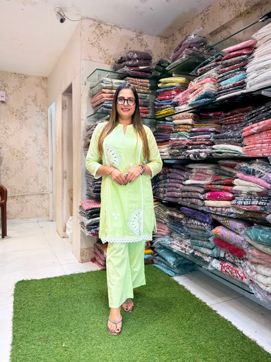Pure Mull Cotton Pista Green 2pc Set