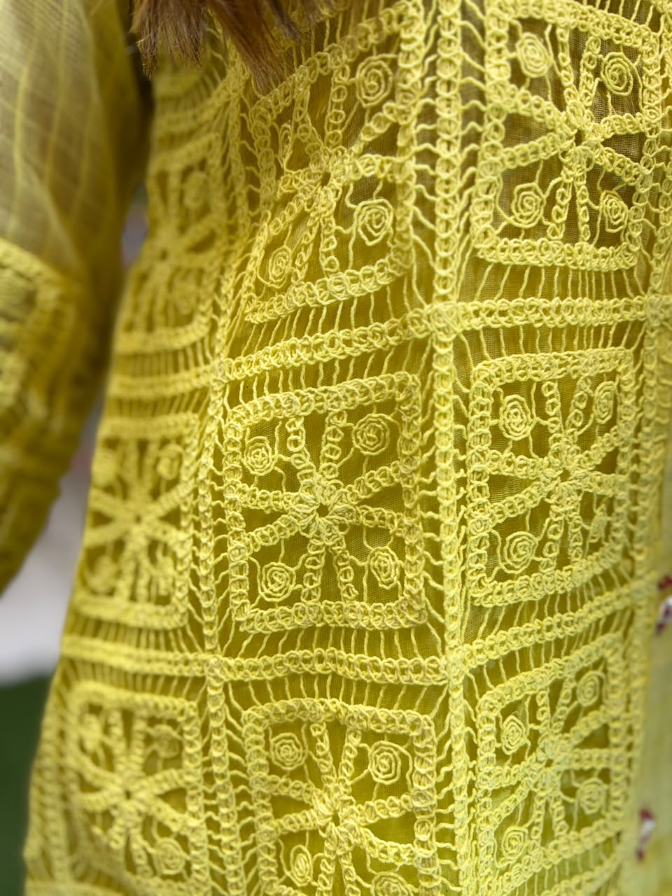 Pure Mull Kota Doria Yellow 2pc Set