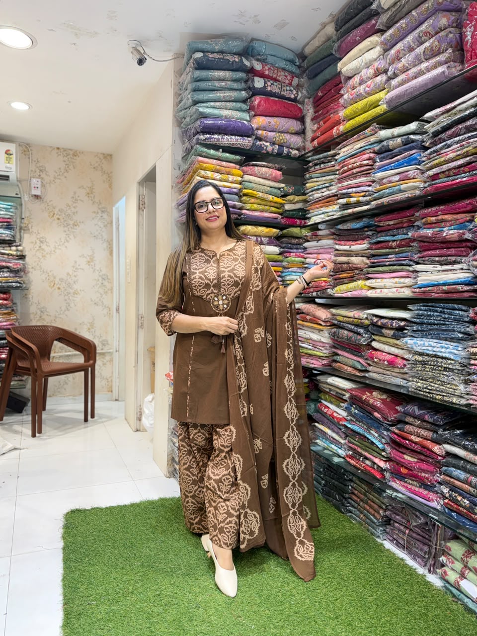 Pure Cotton Brown Farsi Salwar 3pc Set