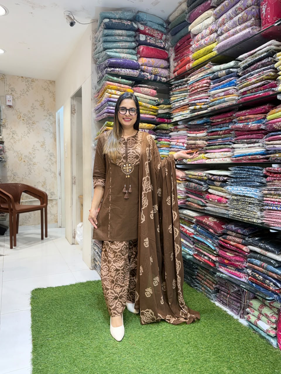 Pure Cotton Brown Farsi Salwar 3pc Set