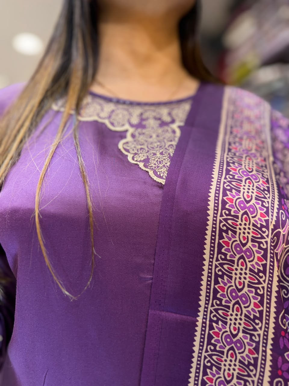 Pure Gaji Silk Purple 3pc Set