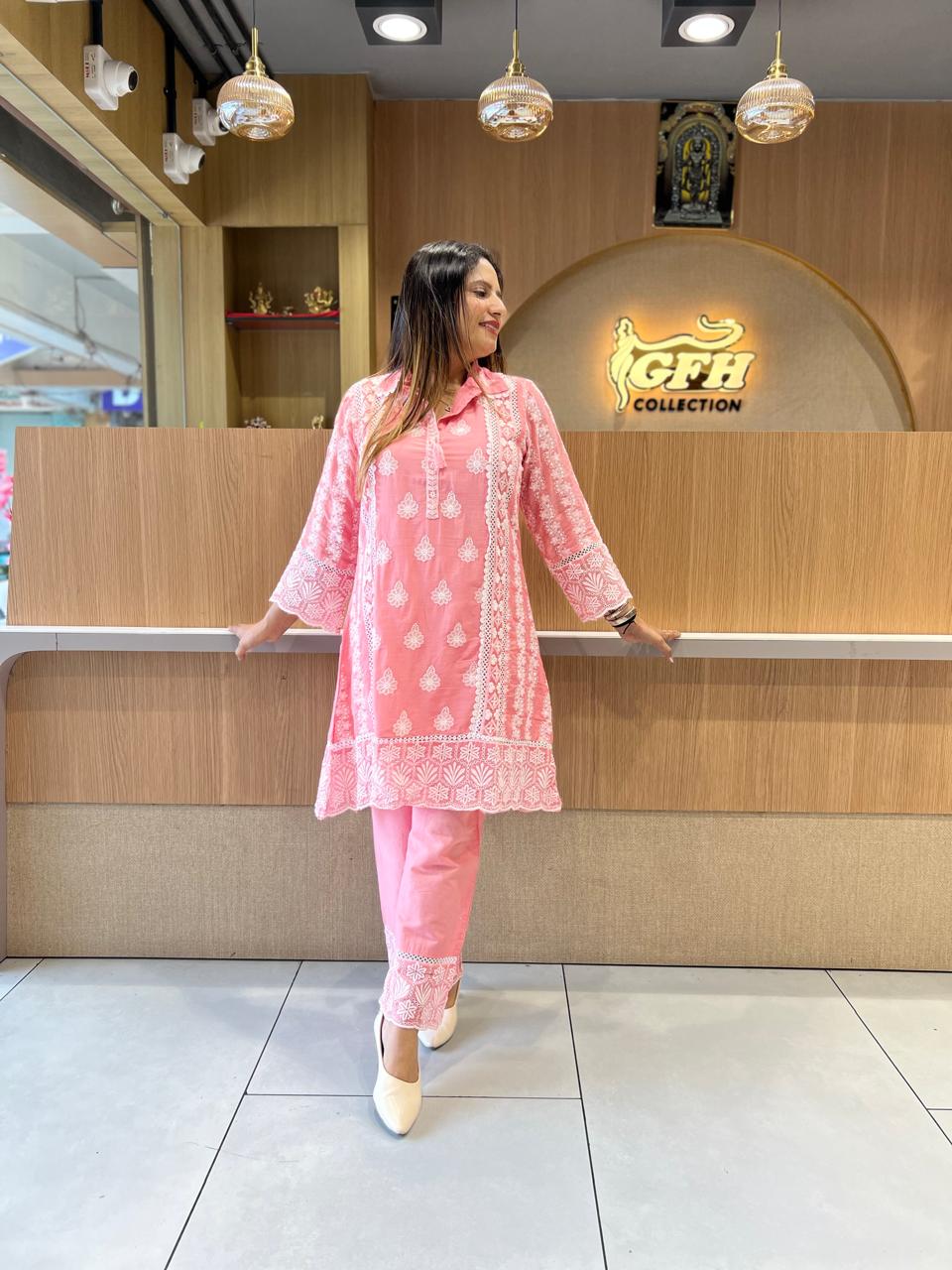 Pure Mull Cotton Peach Pink 2pc Set