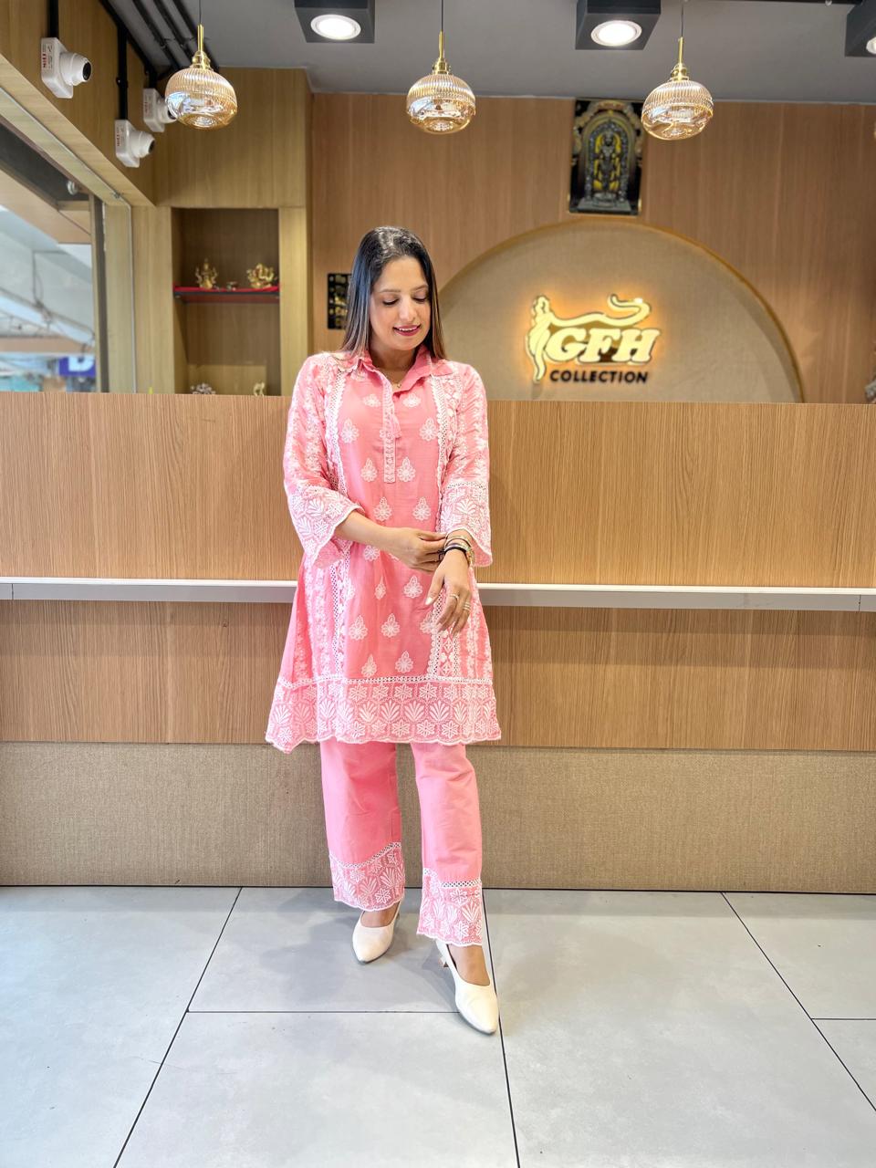 Pure Mull Cotton Peach Pink 2pc Set