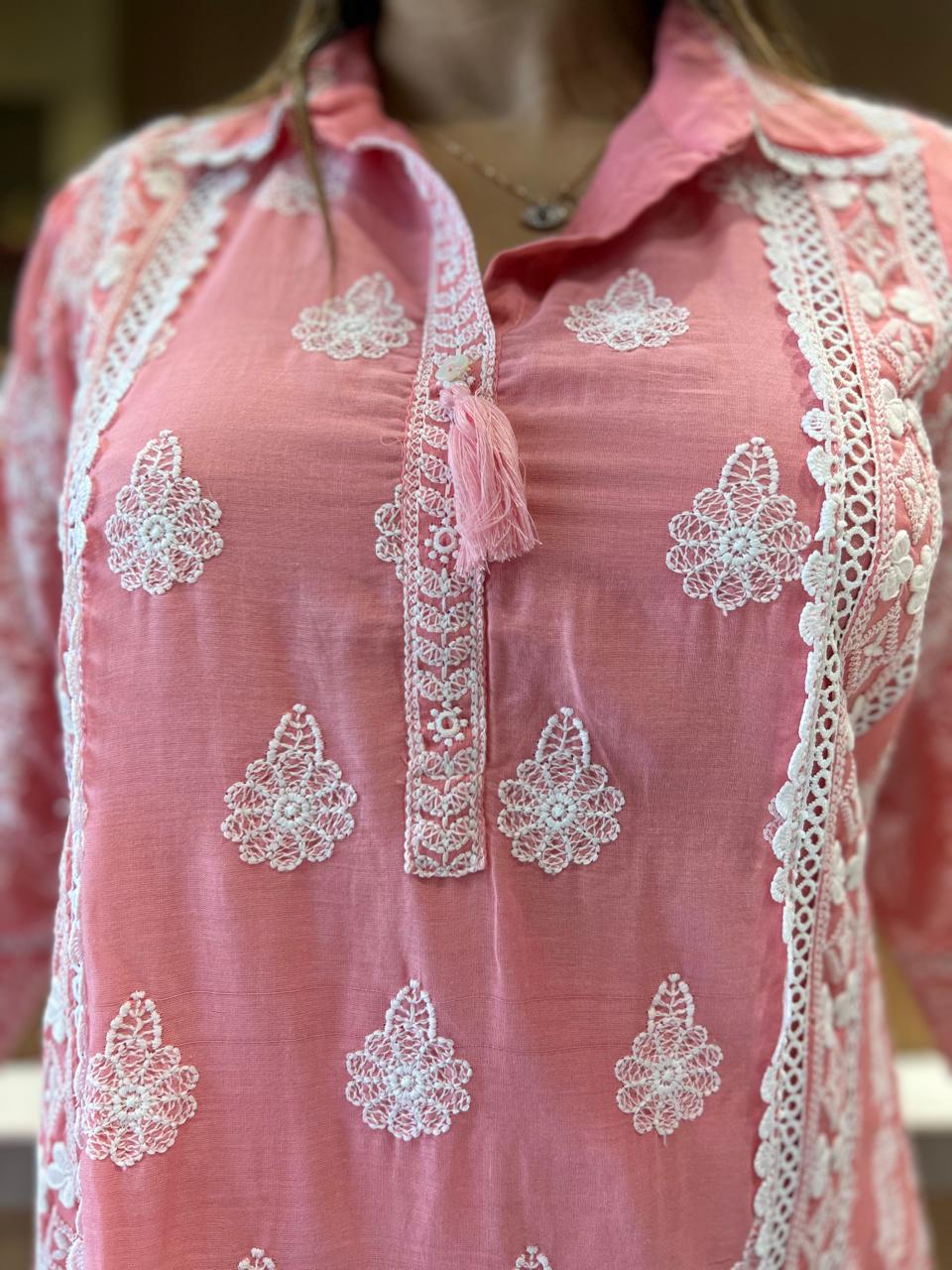 Pure Mull Cotton Peach Pink 2pc Set