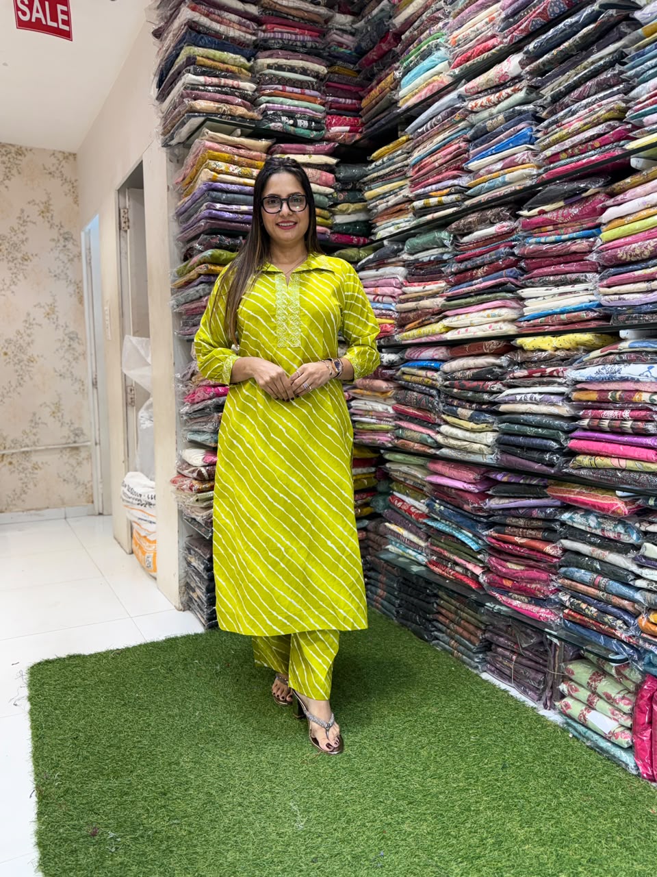 Pure Cotton Mehendi Green 2pc Set