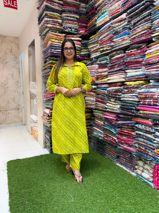 Pure Cotton Mehendi Green 2pc Set