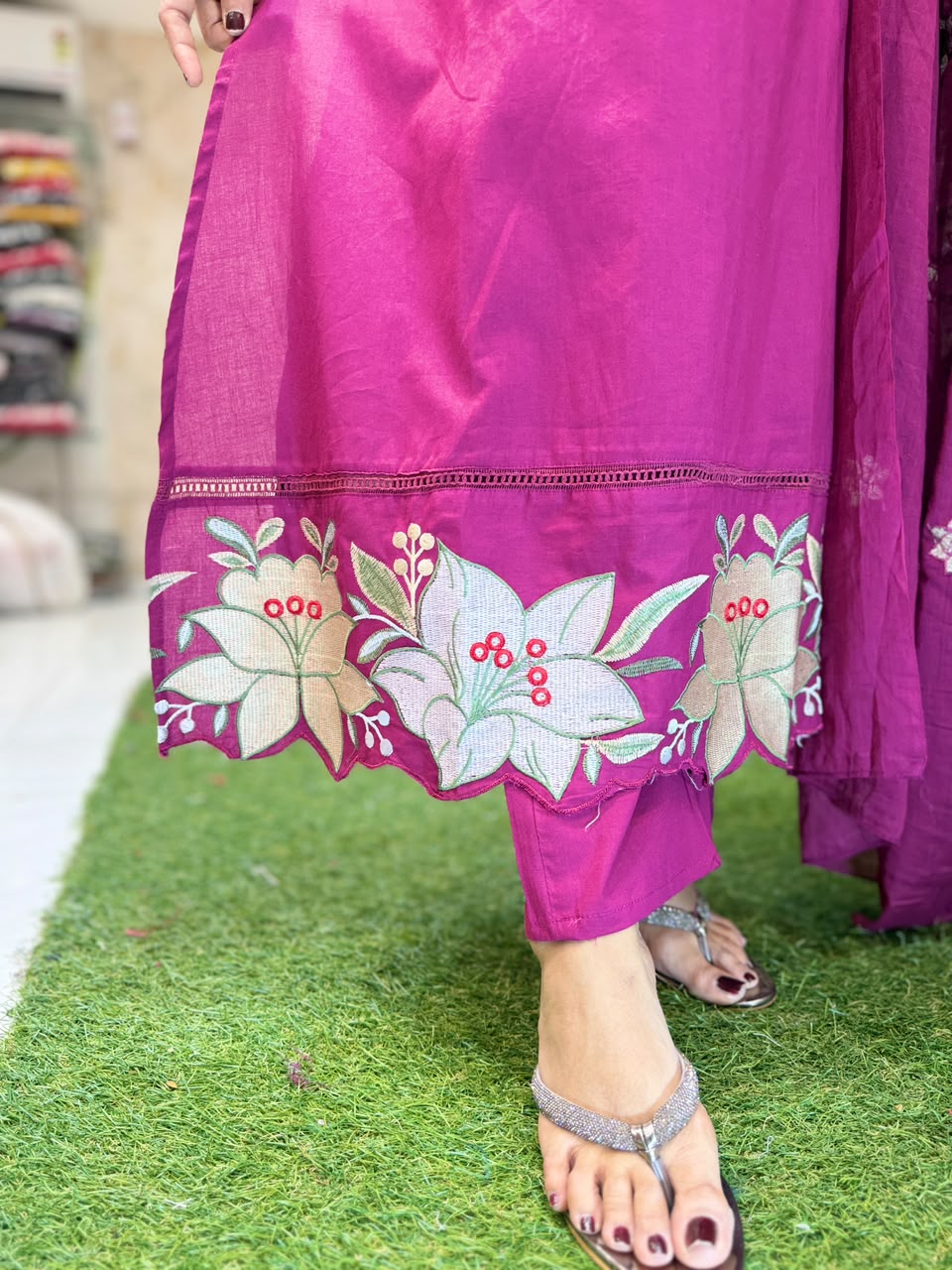 Pure Cotton Burgandi 3pc Set