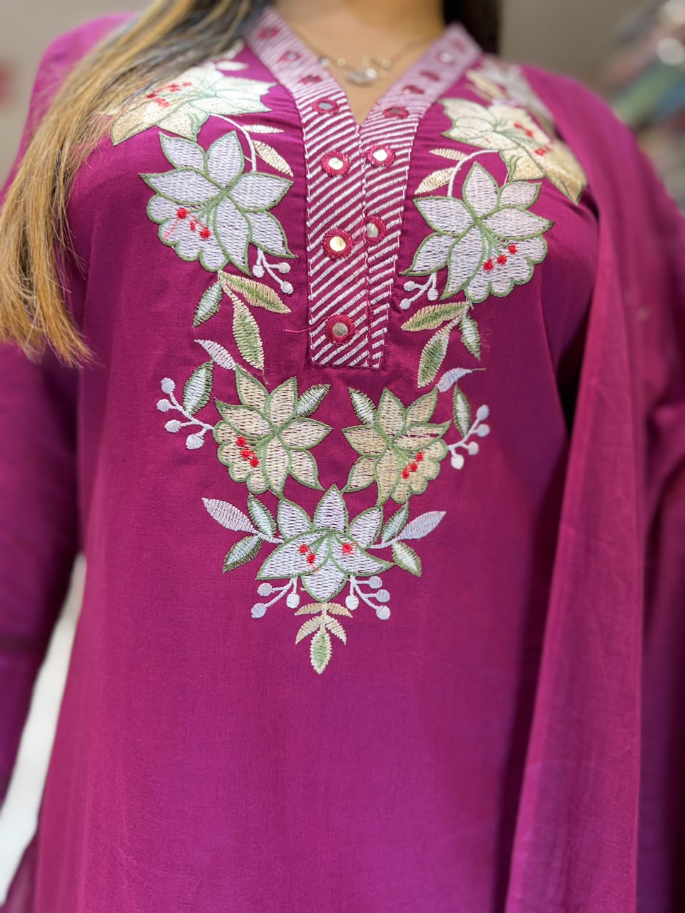 Pure Cotton Burgandi 3pc Set