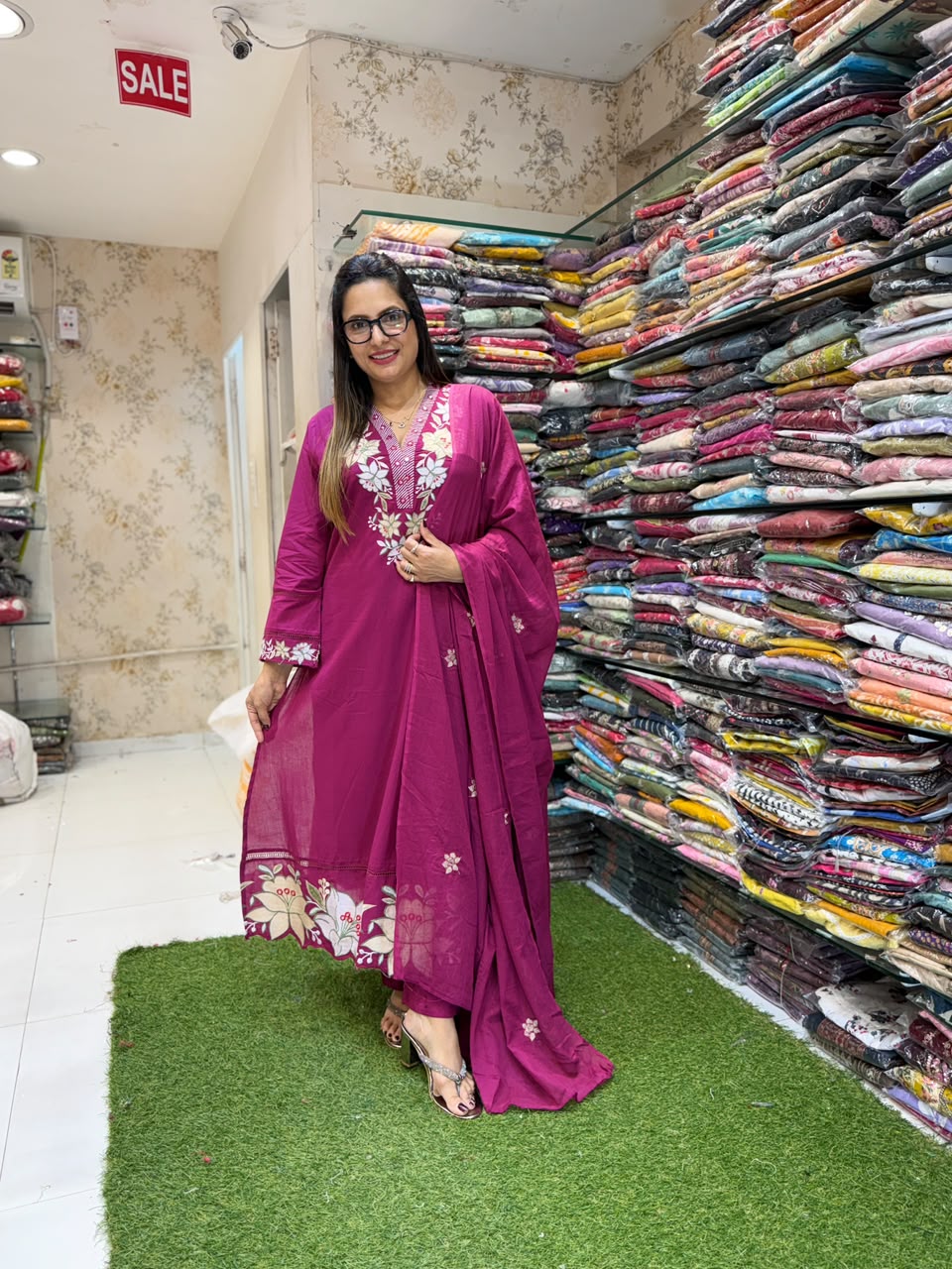 Pure Cotton Burgandi 3pc Set