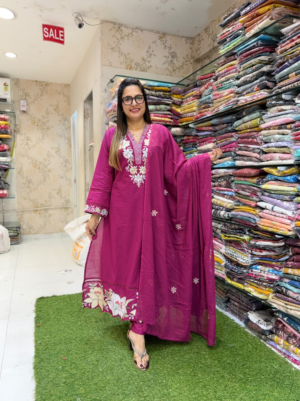 Pure Cotton Burgandi 3pc Set